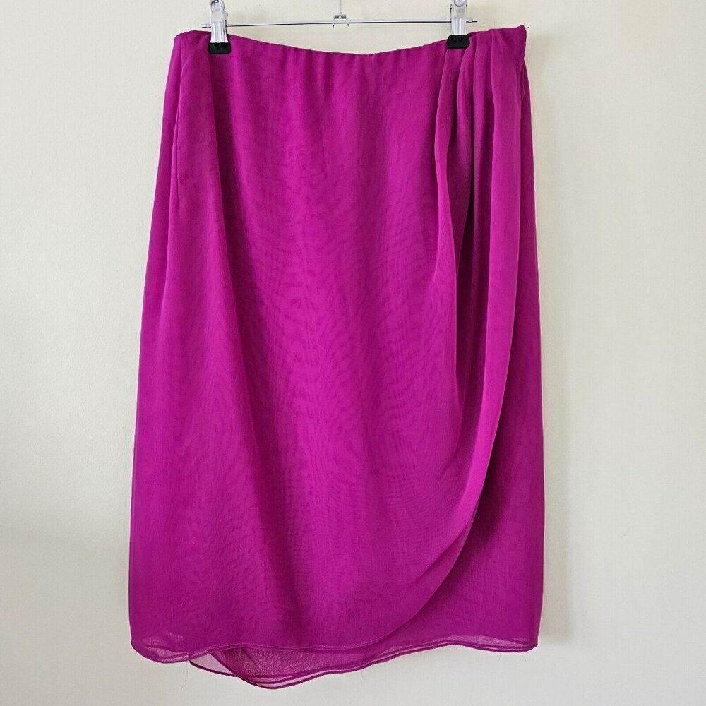 L. Magnin Skirt Womens 10 Fuchsia Wrap VTG Farinae Collection Midi Lined Boho